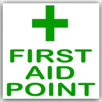 6 x First Aid Point-Green on White,External Self Adhesive Stickers-Medical,Health and Safety Signs 